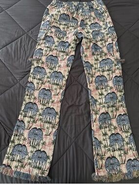 Rockstar Zeontee Pink Animal Print Cargo Tapestry Stacked Pant